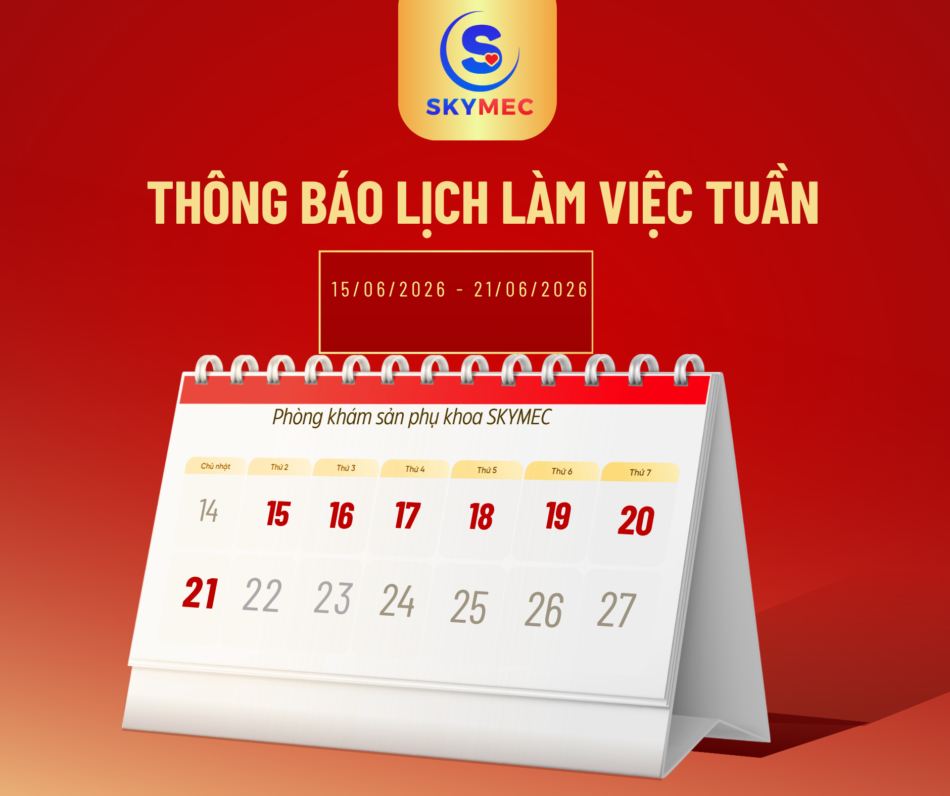 THÔNG BÁO LỊCH LÀM VIỆC TUẦN 3 THÁNG 6